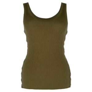 Alexander Wang Ribbed-Knit Tank Top in Olive Cotton